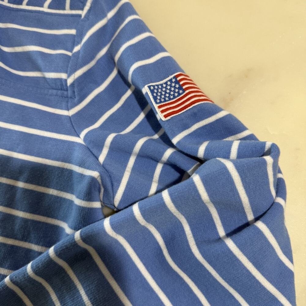 Vineyard Vines Quarter Zip Pullover Women L Blue Striped Shep Shirt Preppy Coast - Picture 4 of 12